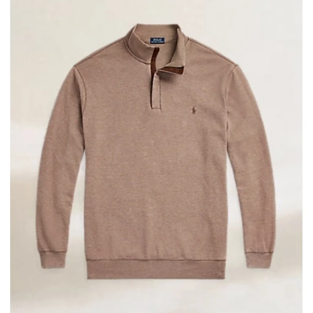 Polo Ralph Lauren Luxury Jersey Quarter-Zip Pullover Brown Size 5XB $125 NWT